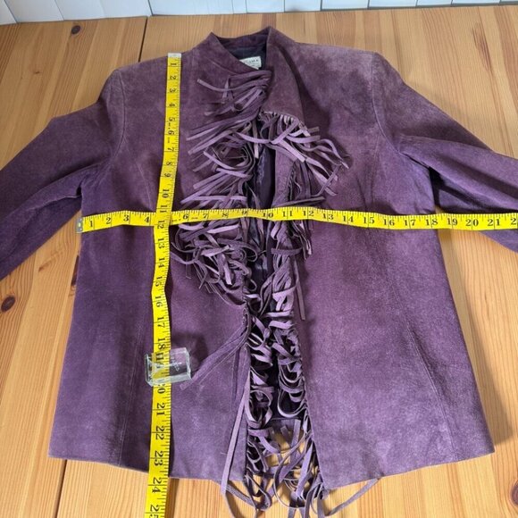 Bellissima Suede Purple Fringe Jacket Boho Western S - Picture 9 of 12